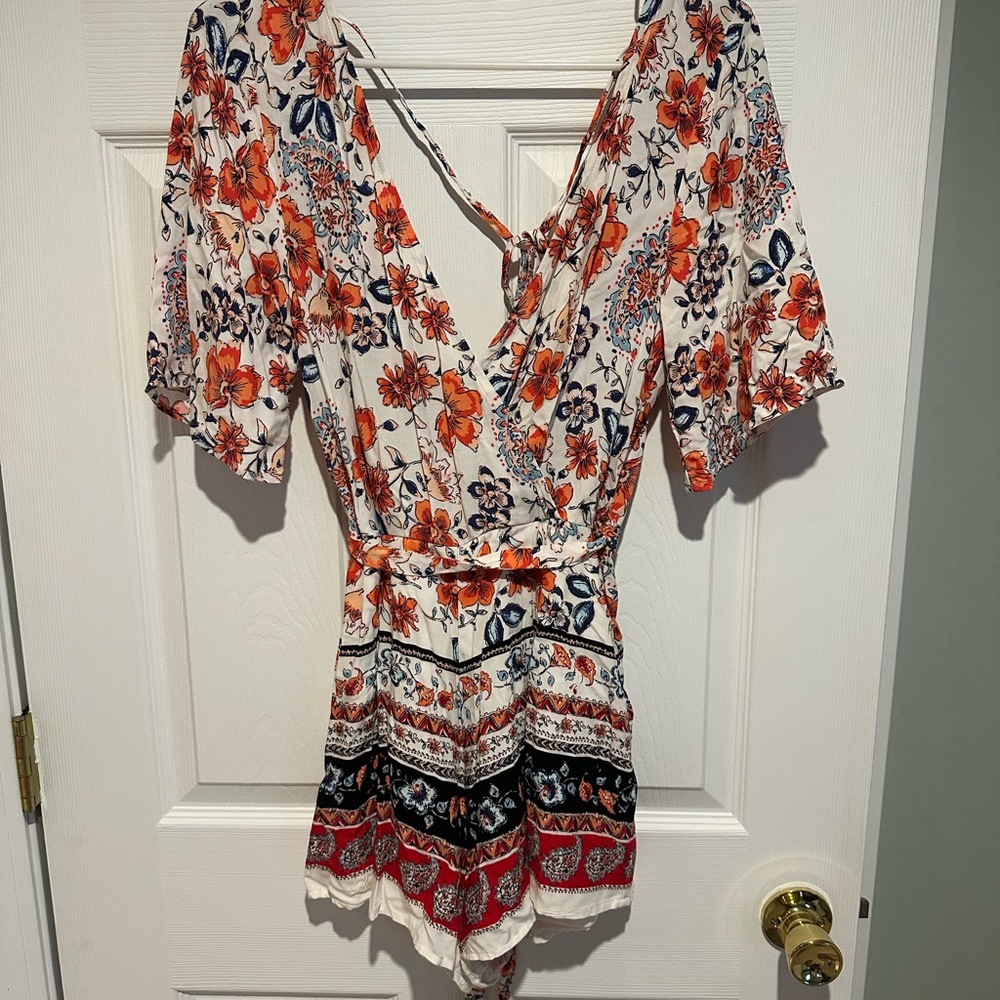 Blue Rain Floral V-Neck Romper